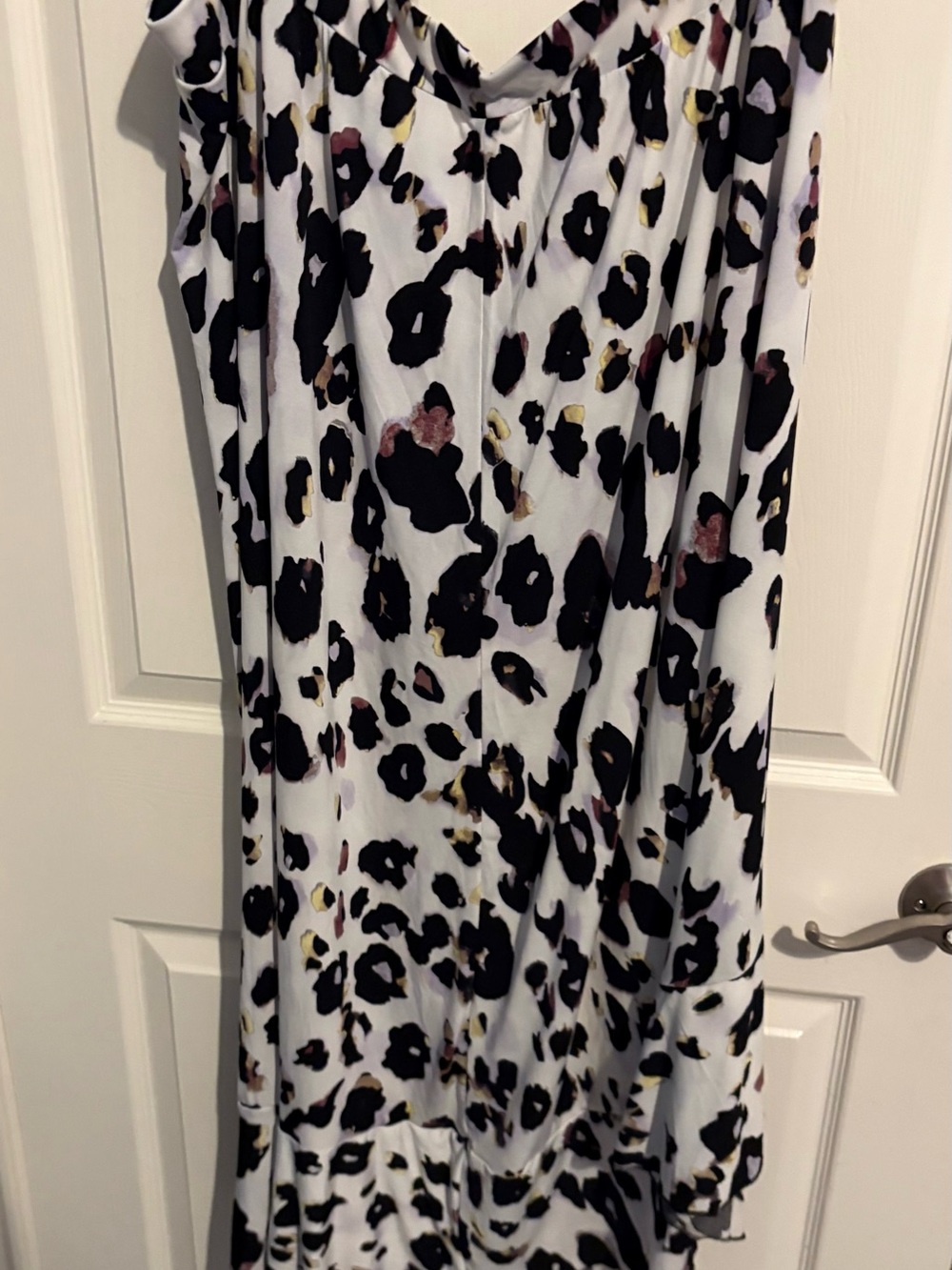99- Cato White Maxi Skirt with Black Leopard Print